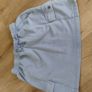 Light Blue Casual Skirt with Pockets